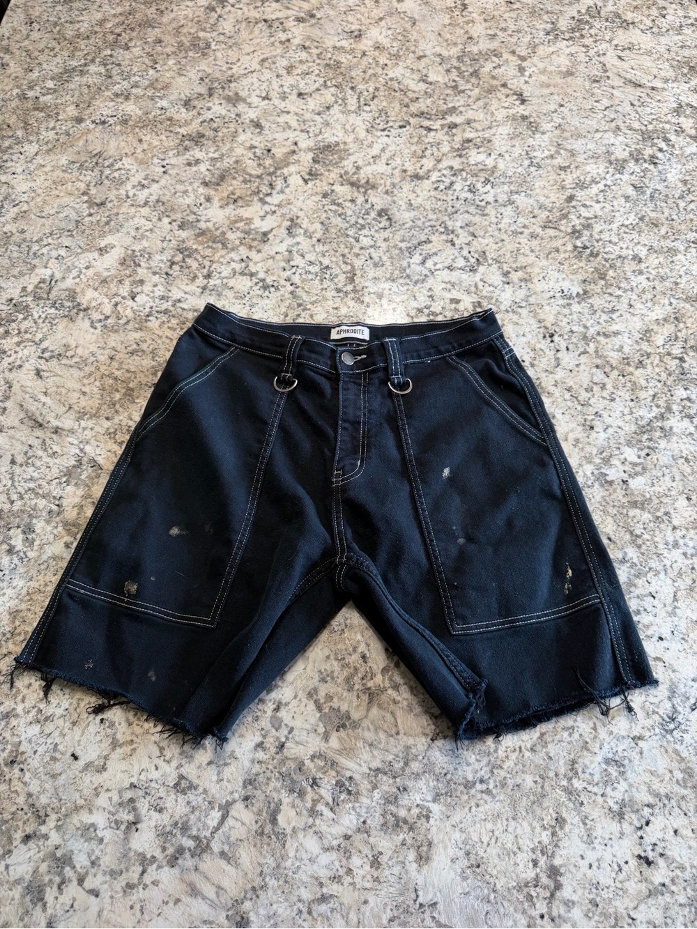 Y2K Aphrodite Black Distressed Denim Shorts
